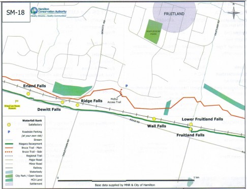 Map featuring Erland Falls