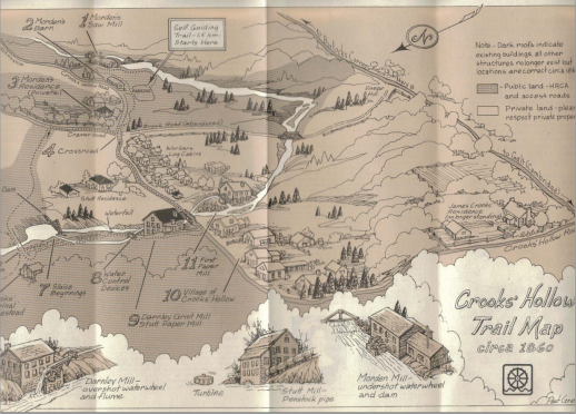 A reproduction of an 1860 map depicting the Crooks' Hollow area